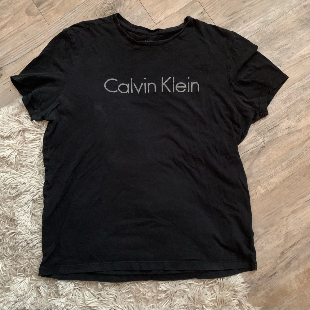 Calvin Klein Mens Black Tee With Logo
